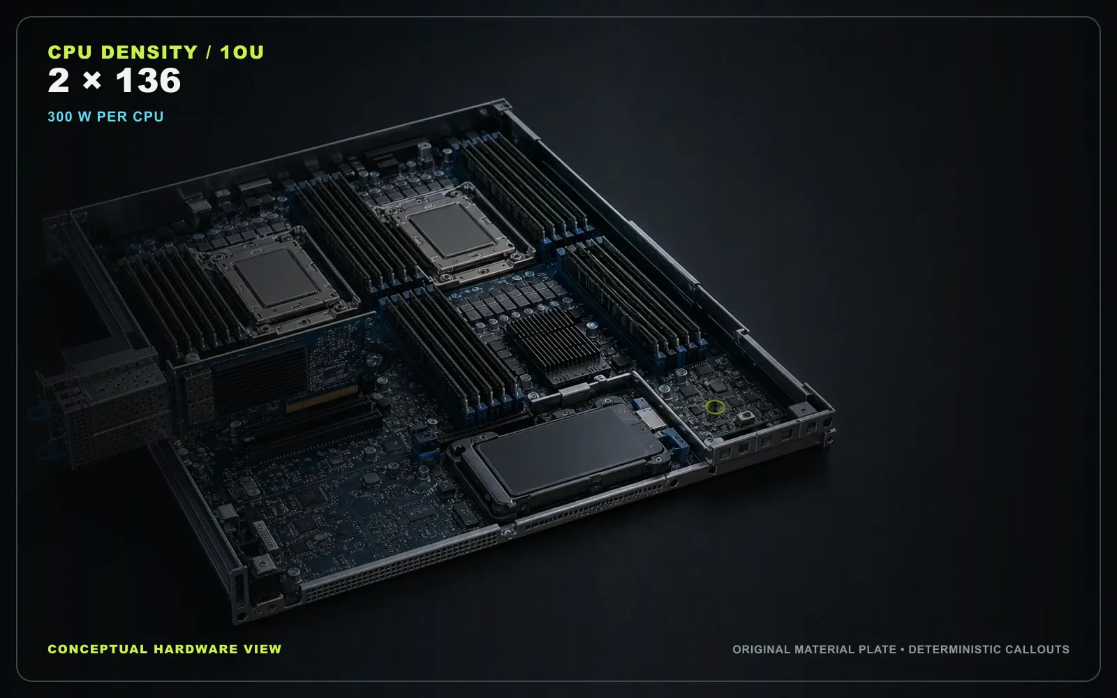 A Arm system-scale conceptual hardware view showing the physical service boundary discussed in the article. This is an original material rendering with deterministic editorial callouts, not a product photograph, floorplan or manufacturing drawing. Original figure created for this article.